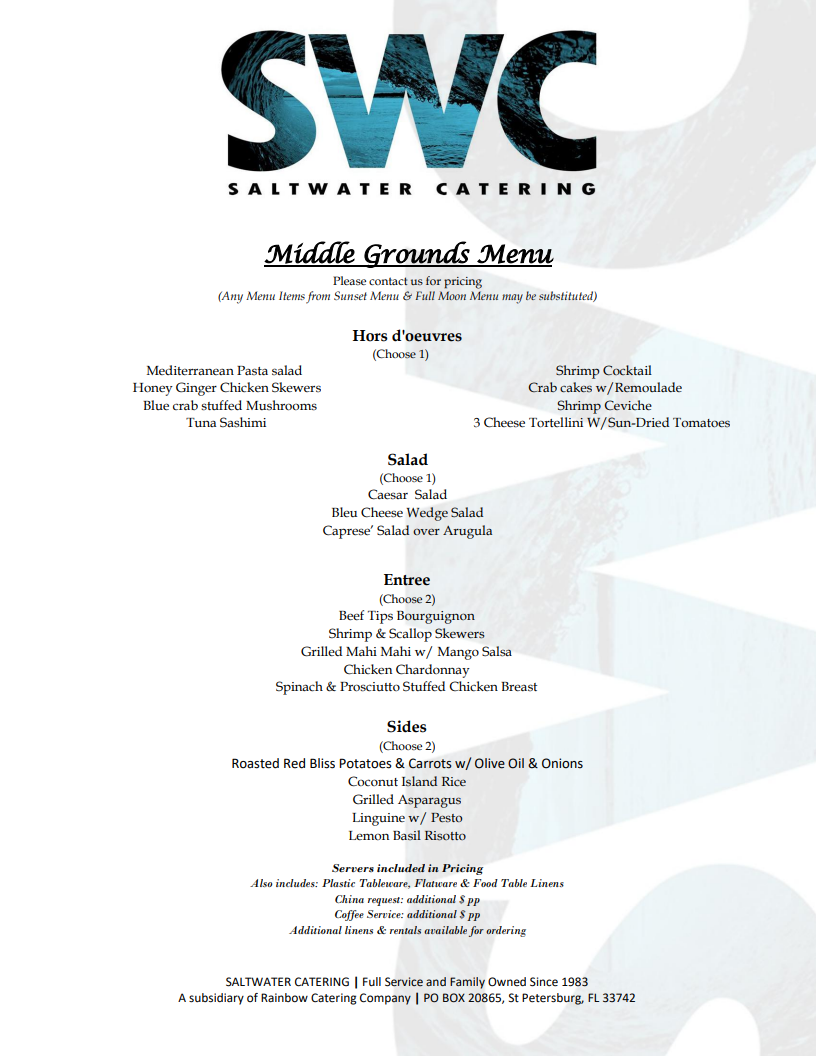Middle Grounds Menu