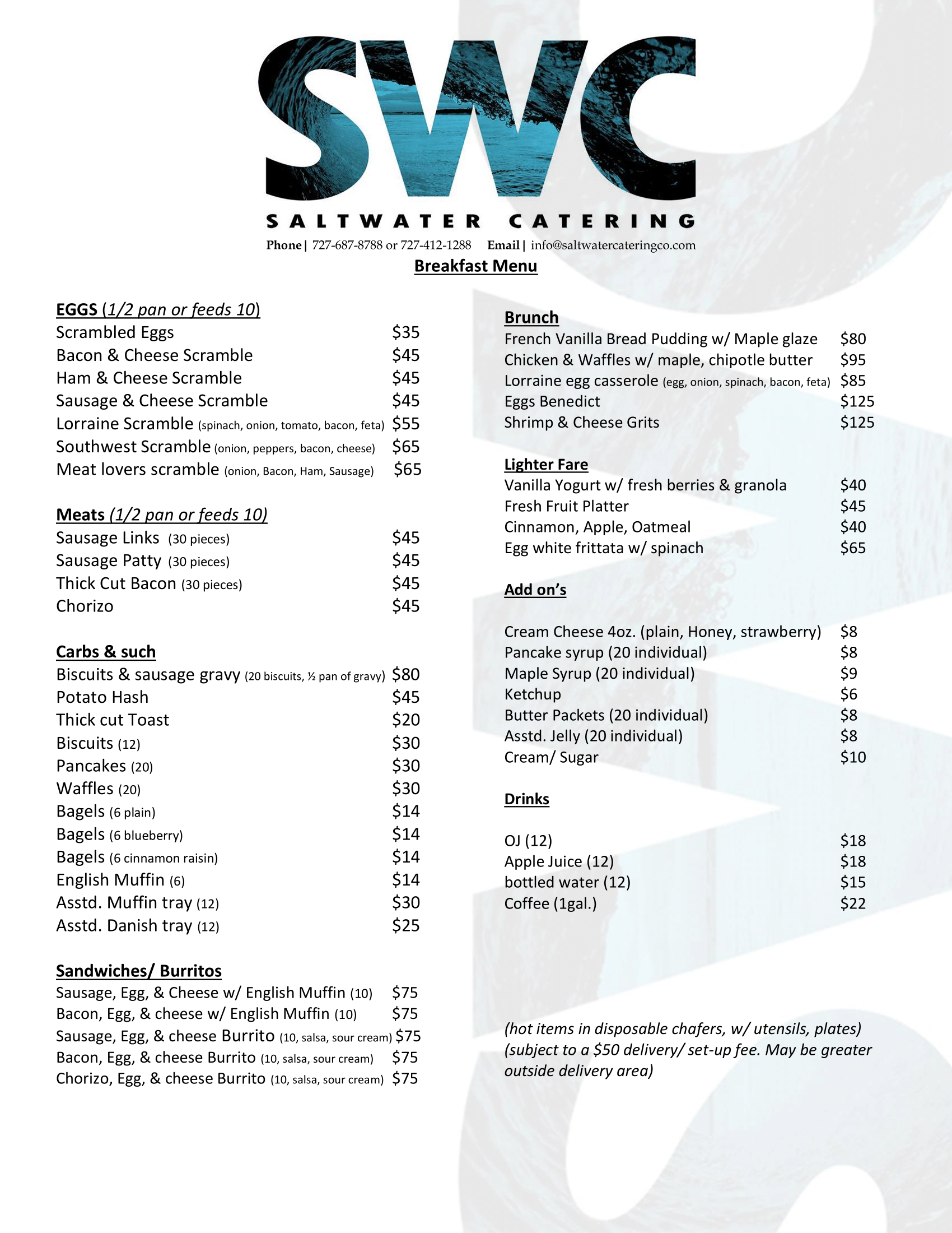 Corporate Breakfast Menu